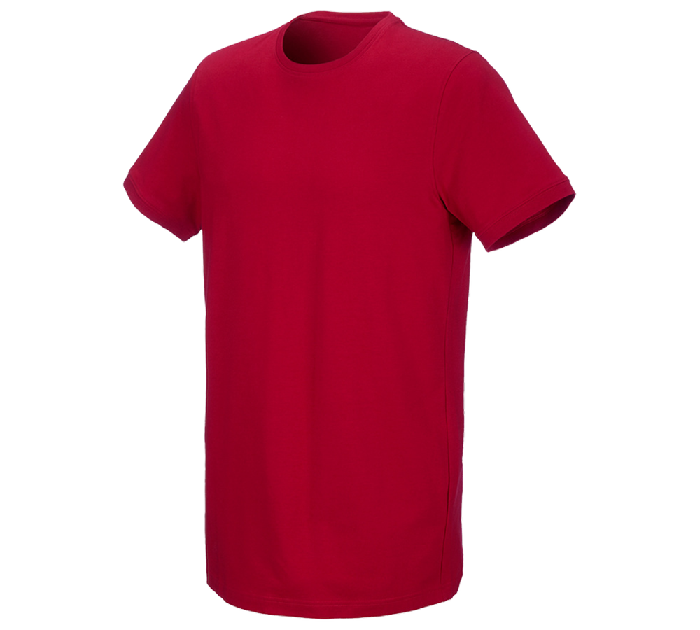 Temi: e.s. t-shirt cotton stretch, long fit + rosso fuoco