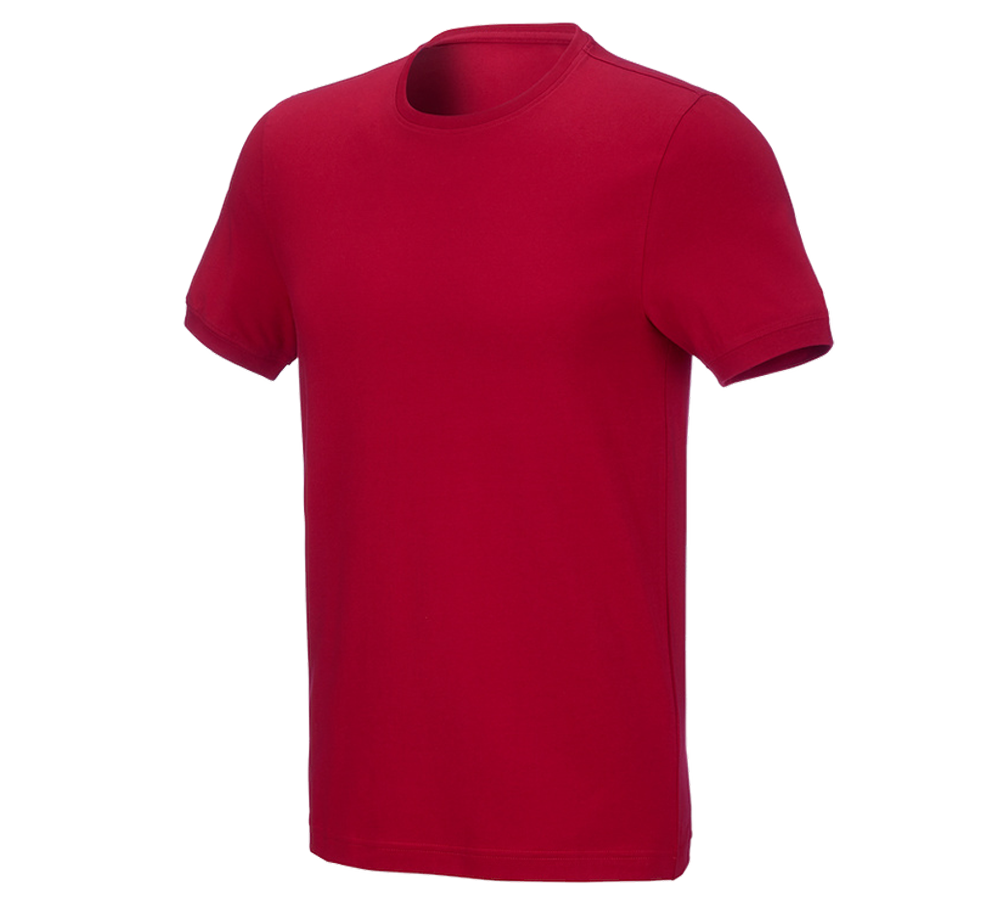Temi: e.s. t-shirt cotton stretch, slim fit + rosso fuoco
