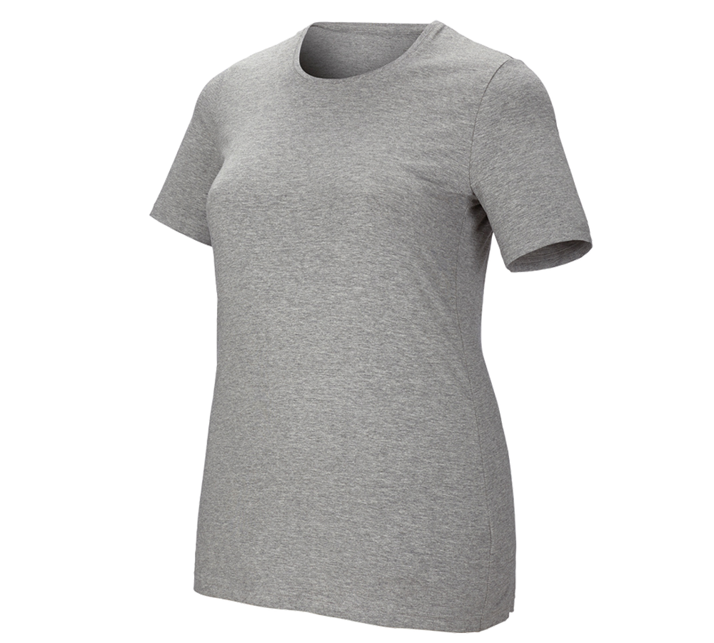 Maglie | Pullover | Bluse: e.s. t-shirt cotton stretch, donna, plus fit + grigio sfumato