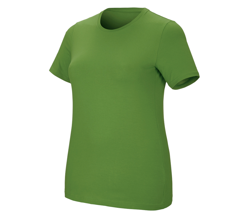 Maglie | Pullover | Bluse: e.s. t-shirt cotton stretch, donna, plus fit + verde mare