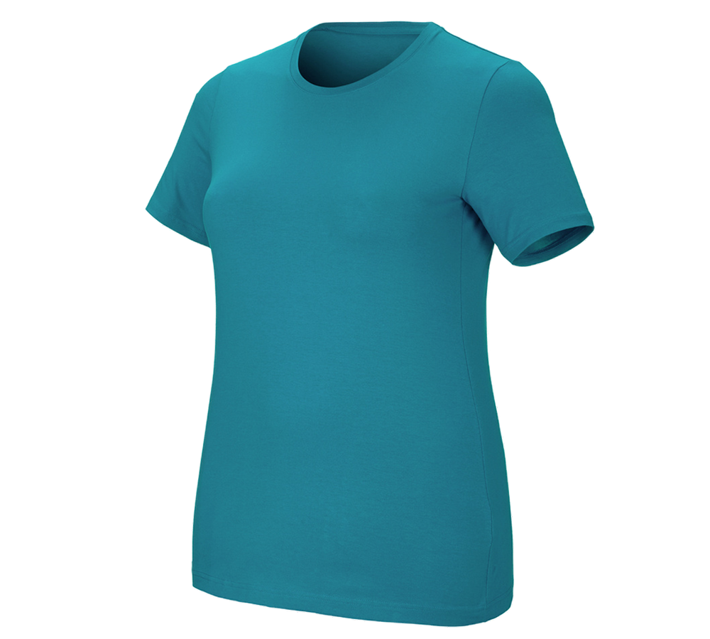 Maglie | Pullover | Bluse: e.s. t-shirt cotton stretch, donna, plus fit + oceano