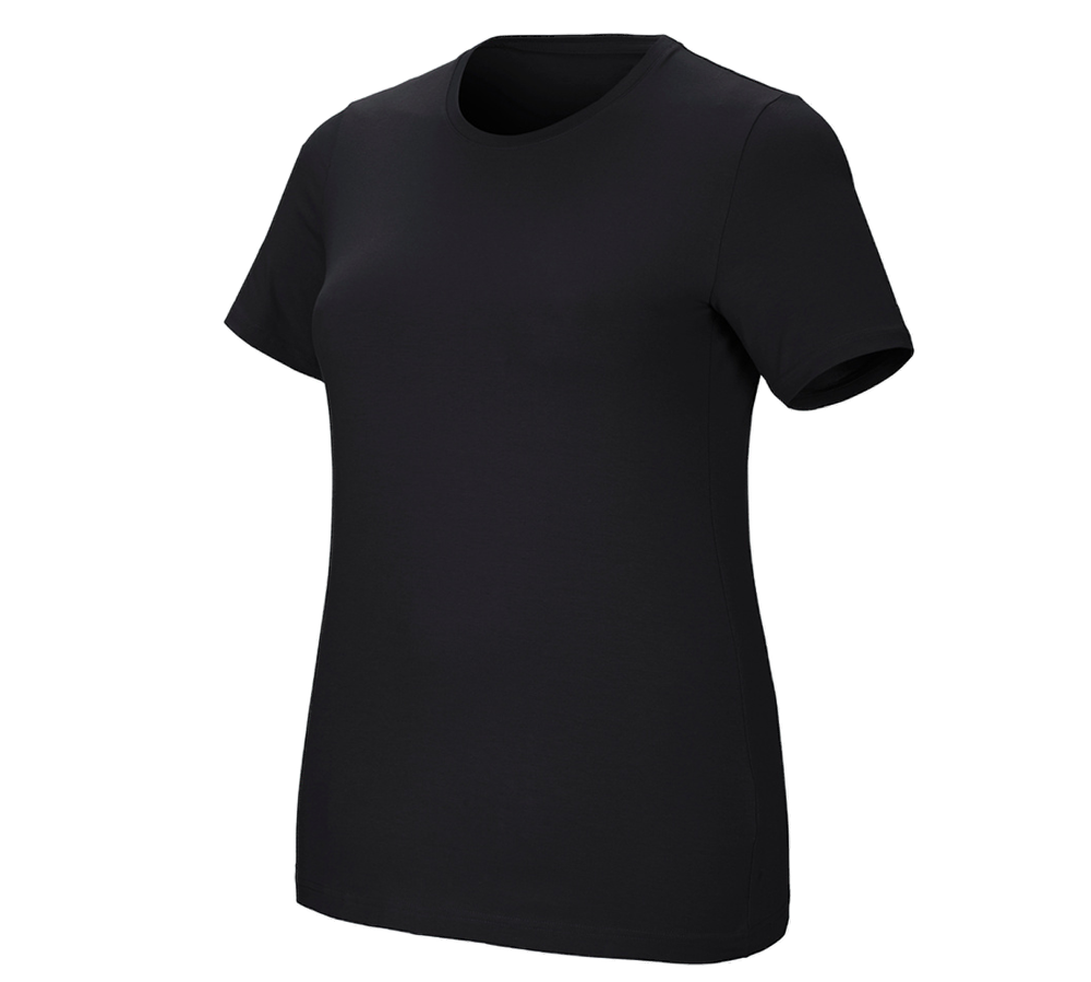 Themen: e.s. T-Shirt cotton stretch, Damen, plus fit + schwarz