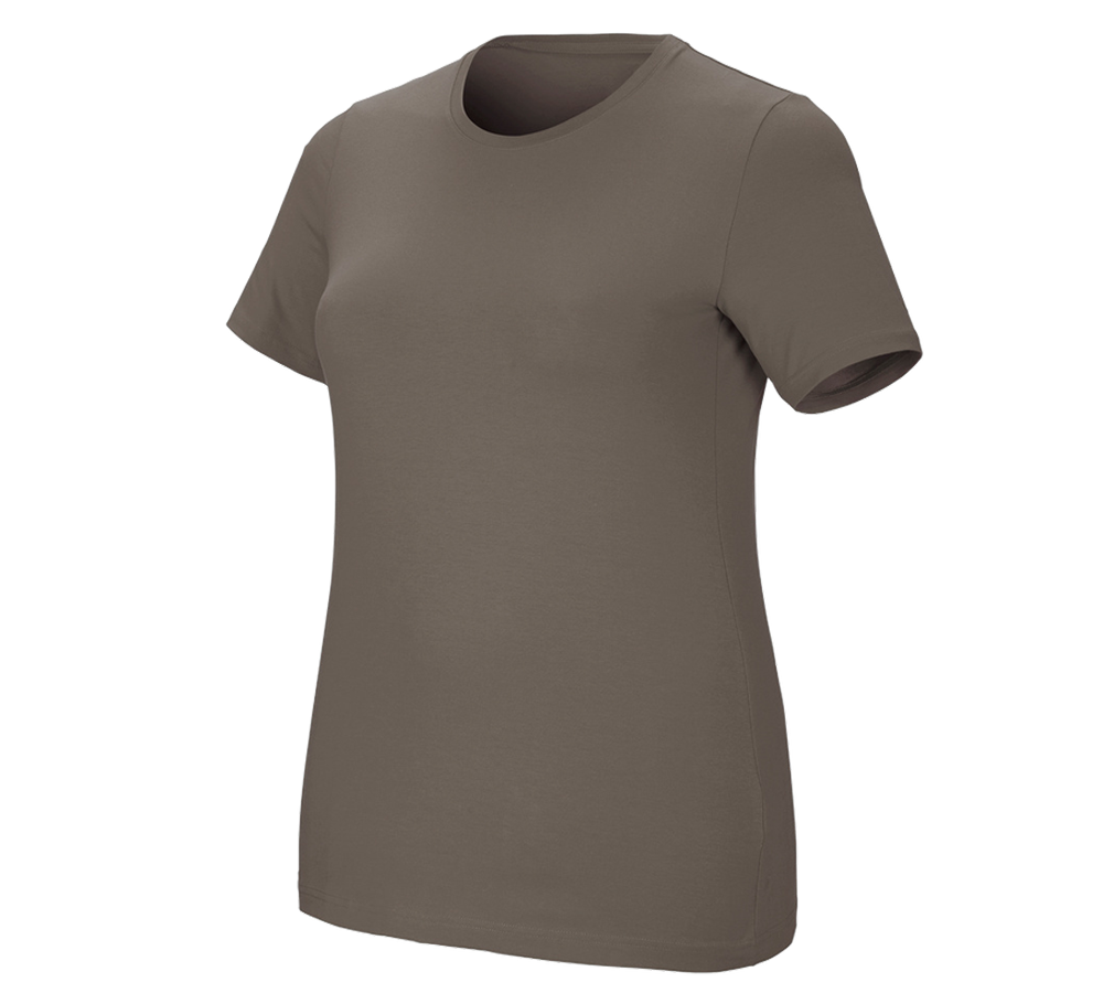 Maglie | Pullover | Bluse: e.s. t-shirt cotton stretch, donna, plus fit + pietra