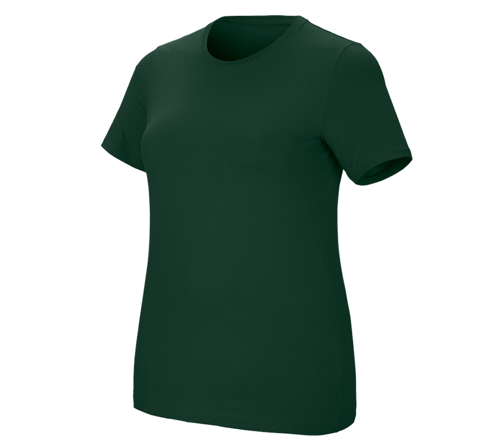 Maglie | Pullover | Bluse: e.s. t-shirt cotton stretch, donna, plus fit + verde