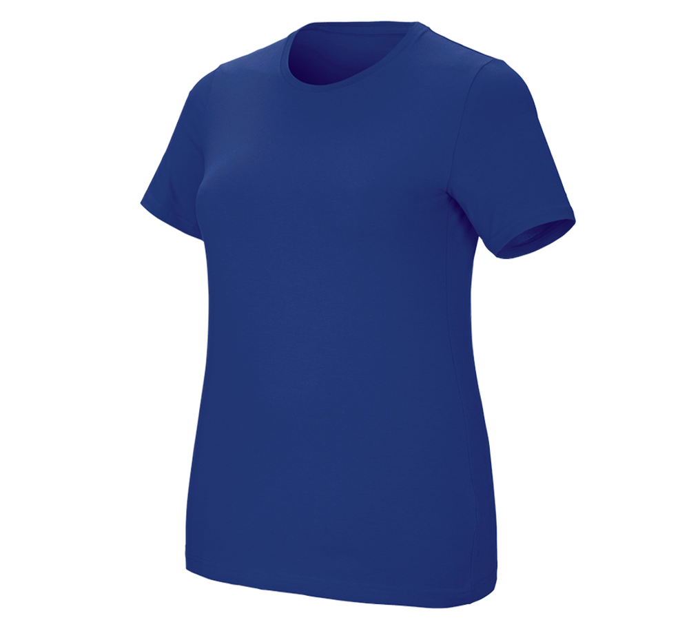 Maglie | Pullover | Bluse: e.s. t-shirt cotton stretch, donna, plus fit + blu reale