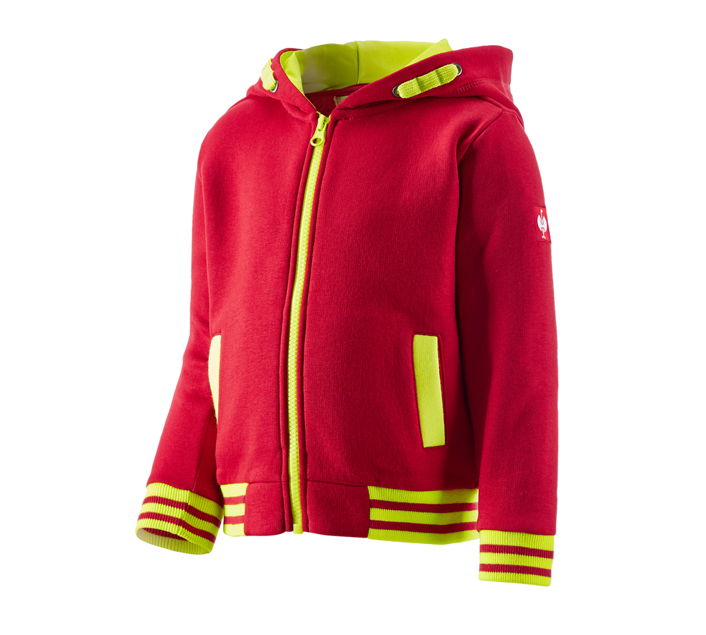 Maglie | Pullover | T-Shirt: Felpa aperta con cappuccio e.s.motion 2020,bambino + rosso fuoco/giallo fluo