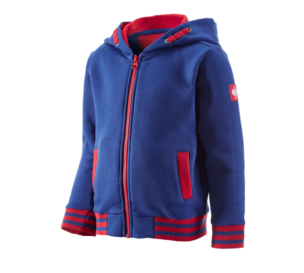 Maglie | Pullover | T-Shirt: Felpa aperta con cappuccio e.s.motion 2020,bambino + blu reale/rosso fuoco