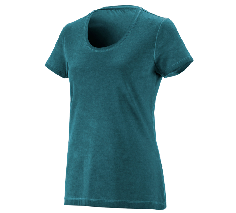 Temi: e.s. t-shirt vintage cotton stretch, donna + ciano scuro vintage