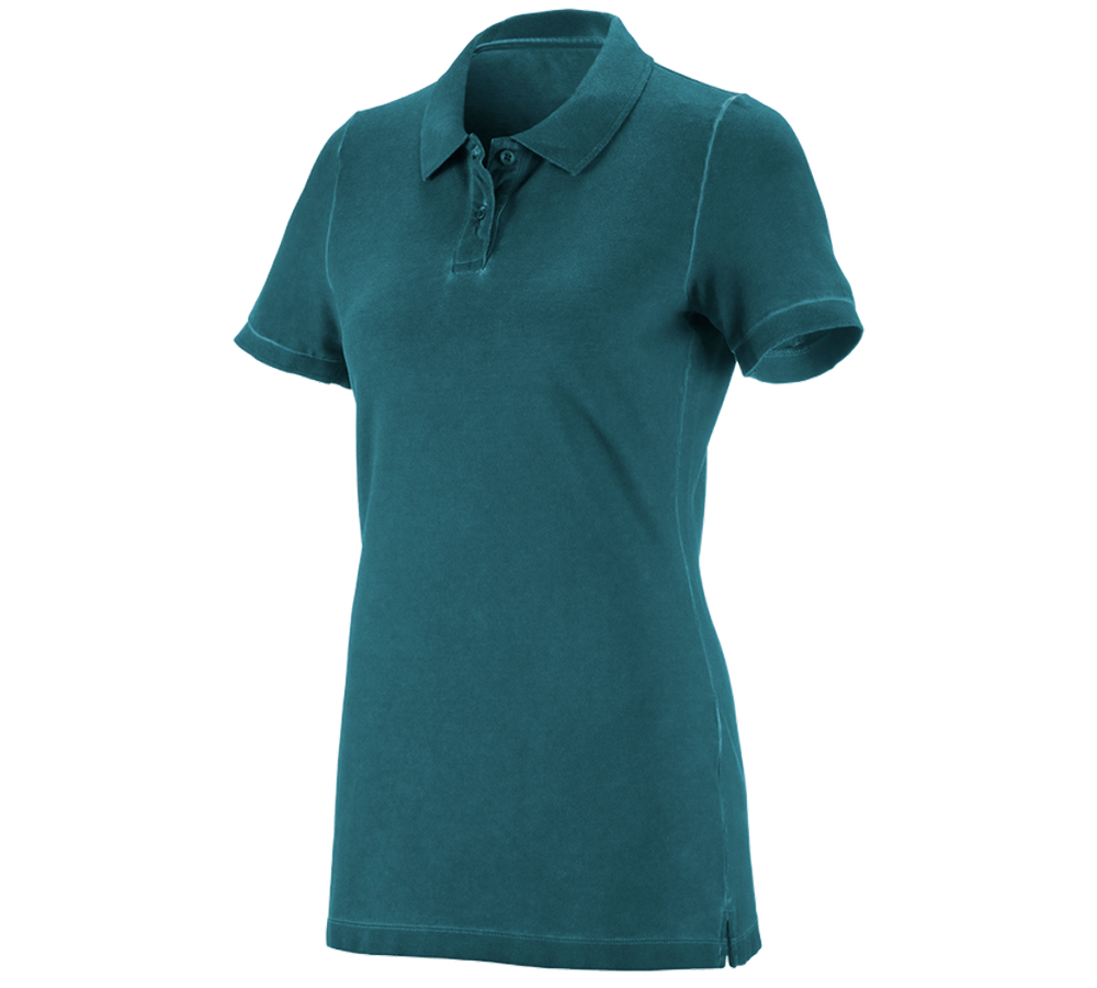 Shirts & Co.: e.s. Polo-Shirt vintage cotton stretch, Damen + dunkelcyan vintage