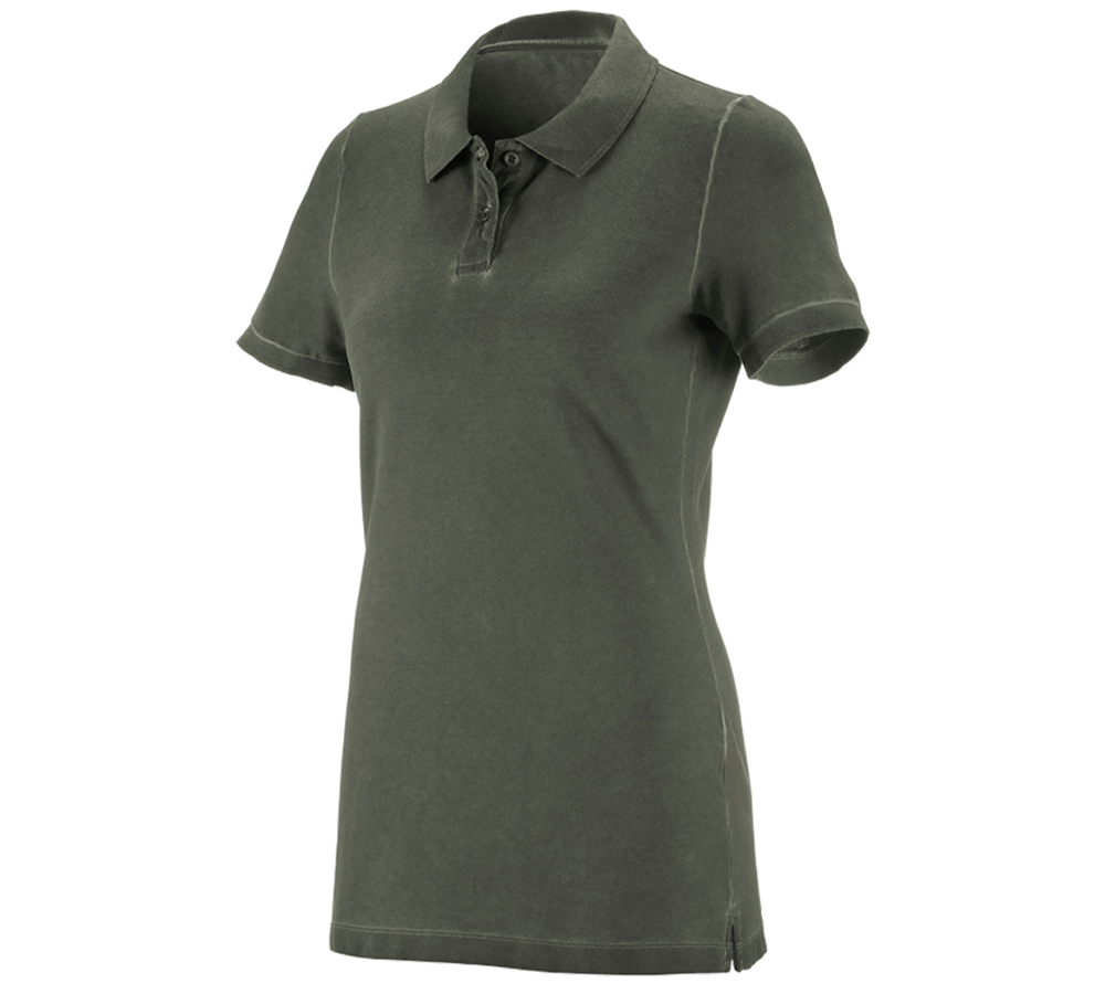 Maglie | Pullover | Bluse: e.s. polo vintage cotton stretch, donna + verde mimetico vintage