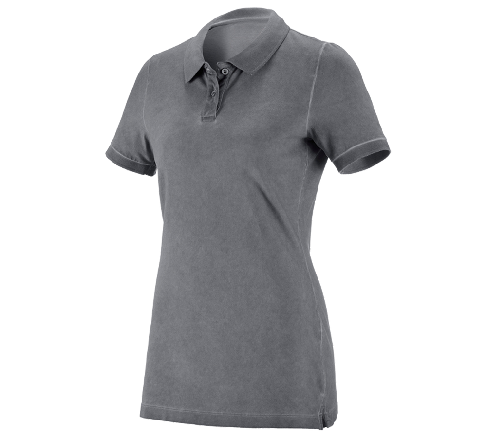 Shirts & Co.: e.s. Polo-Shirt vintage cotton stretch, Damen + zement vintage