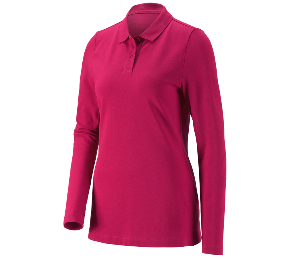 Maglie | Pullover | Bluse: e.s. polo in piqué longsleeve cotton stretch,donna + bacca