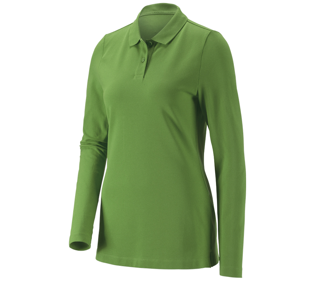 Maglie | Pullover | Bluse: e.s. polo in piqué longsleeve cotton stretch,donna + verde mare