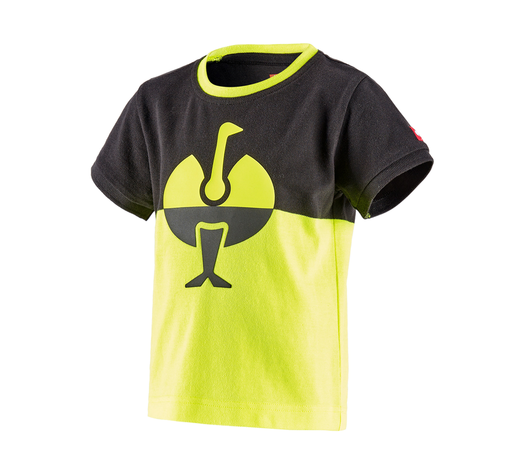 Maglie | Pullover | T-Shirt: e.s. Piqué-Shirt colourblock, bambino + nero/giallo fluo