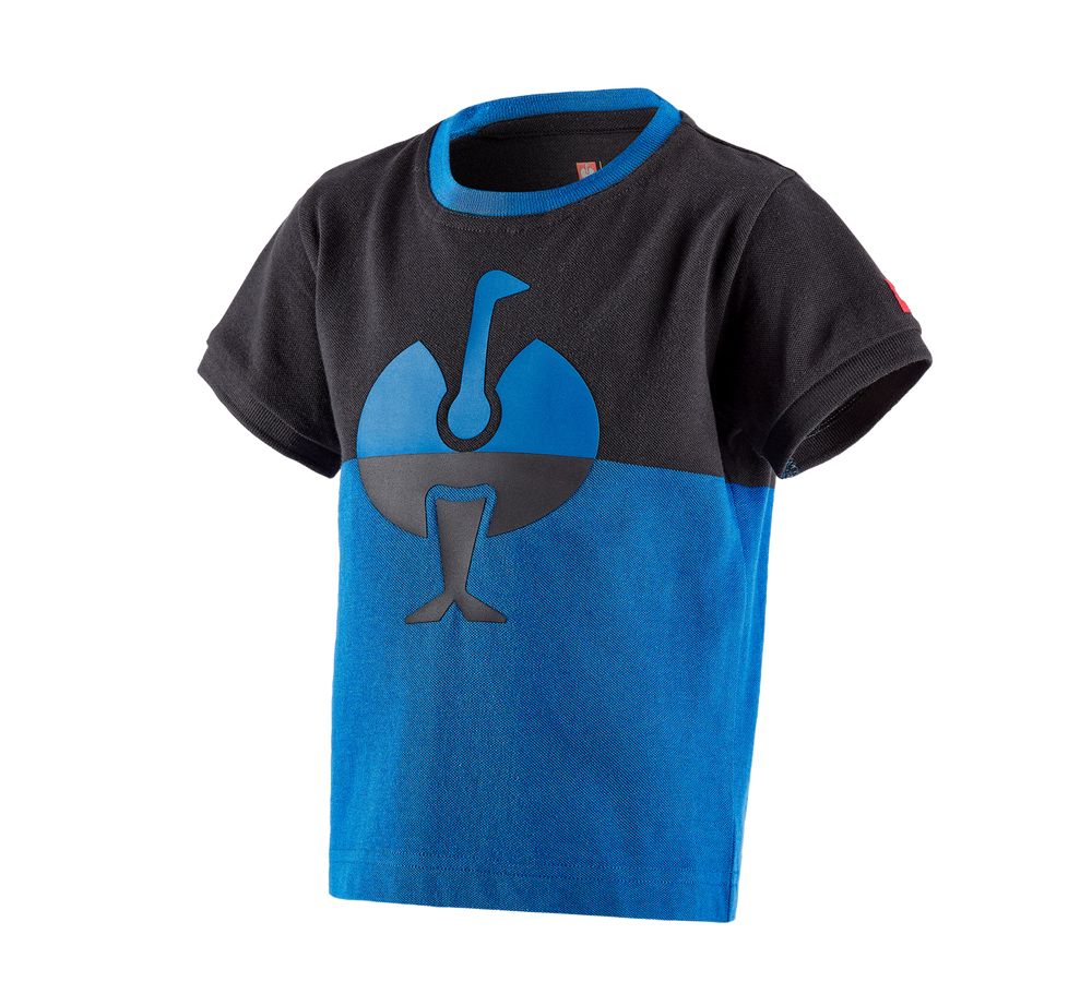 Temi: e.s. Piqué-Shirt colourblock, bambino + grafite/blu genziana