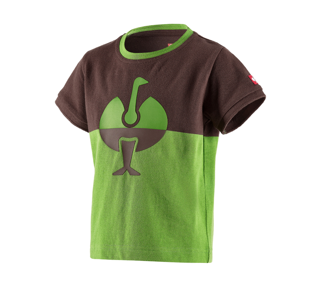 Temi: e.s. Piqué-Shirt colourblock, bambino + castagna/verde mare