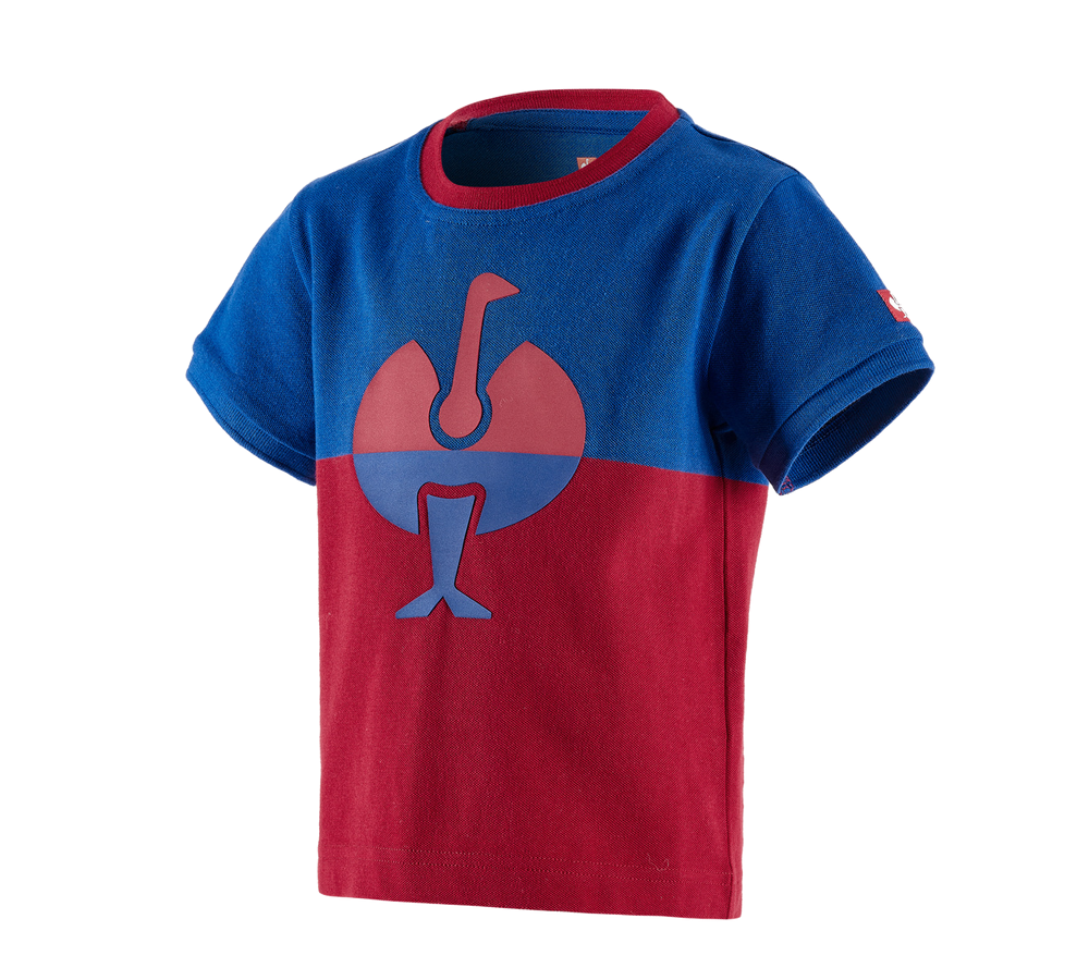 Temi: e.s. Piqué-Shirt colourblock, bambino + blu reale/rosso fuoco