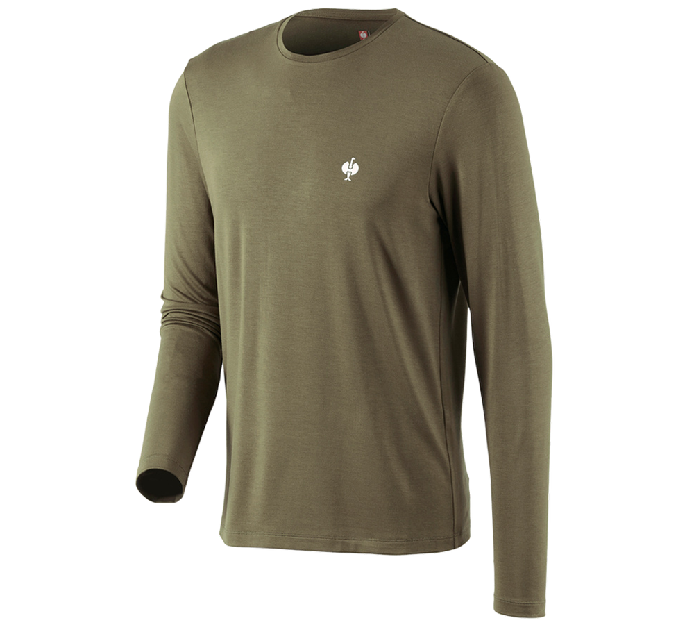 Maglie | Pullover | Camicie: Longsleeve in modal e.s.concrete + verde fango