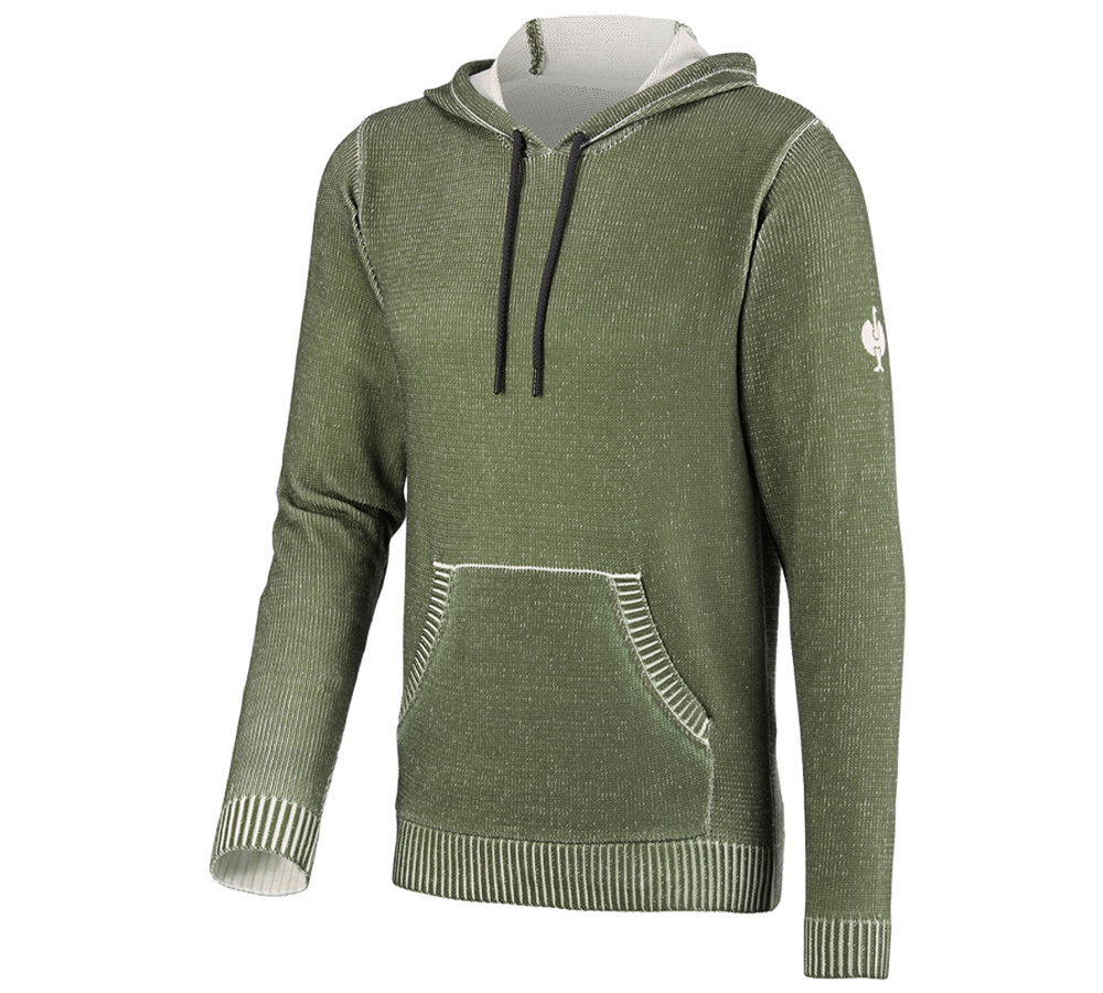 Shirts & Co.: Strickhoody e.s.iconic + berggrün