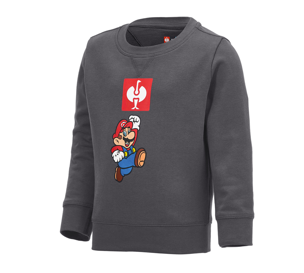 Shirts & Co.: Super Mario Sweatshirt, Kinder + anthrazit