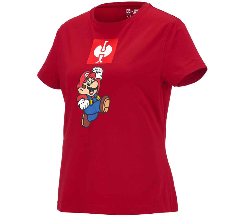 Shirts & Co.: Super Mario T-Shirt, Damen + feuerrot