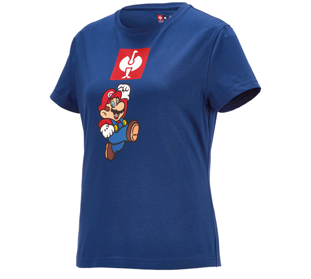 Shirts & Co.: Super Mario T-Shirt, Damen + alkaliblau