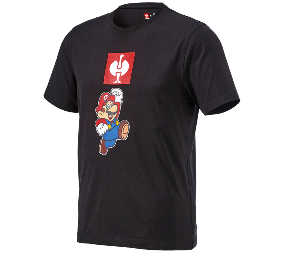 Shirts & Co.: Super Mario T-Shirt, Herren + schwarz