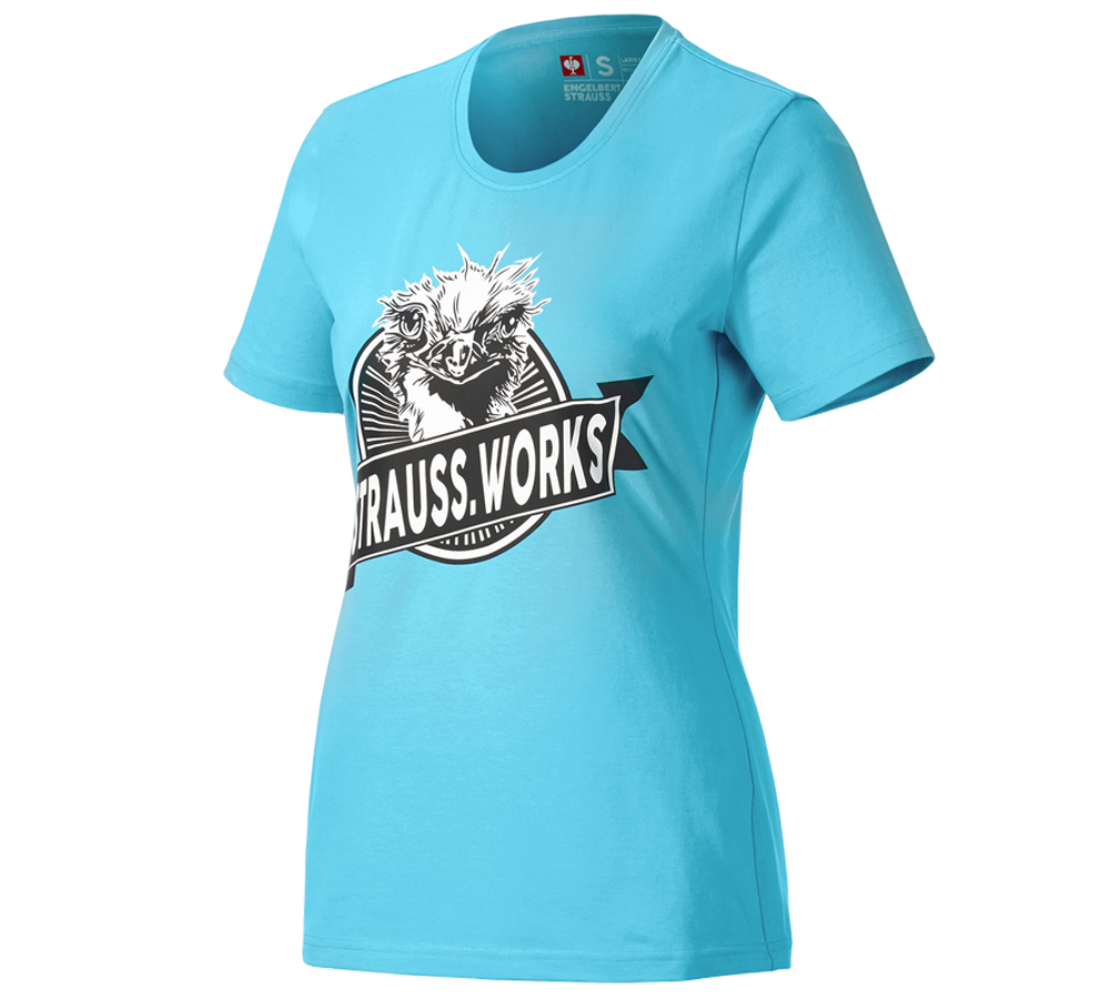 Abbigliamento: e.s. t-shirt strauss works, donna + turchese lapis