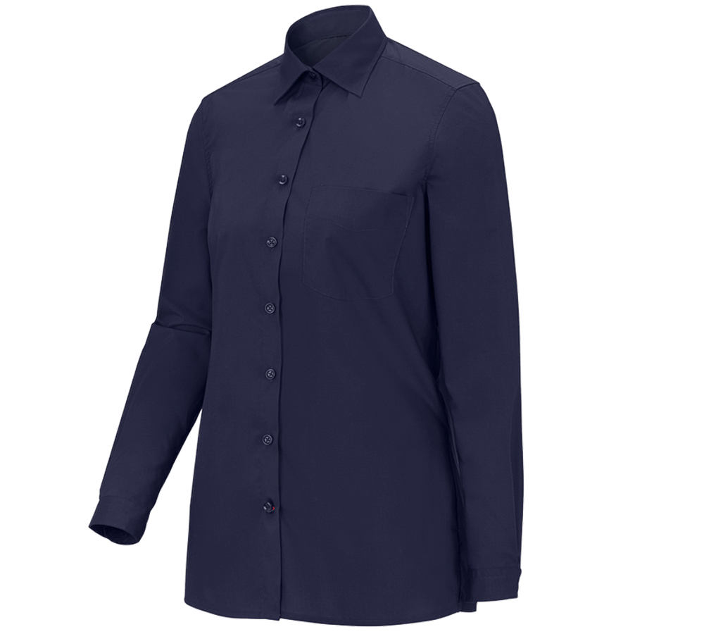 Shirts & Co.: e.s. Servicebluse langarm + dunkelblau