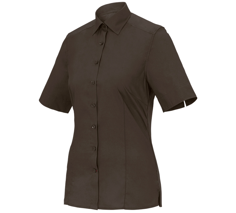 Maglie | Pullover | Bluse: Blusa Business e.s.comfort, a manica corta + castagna