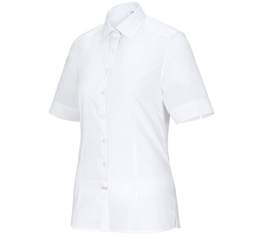 Maglie | Pullover | Bluse: Blusa Business e.s.comfort, a manica corta + bianco