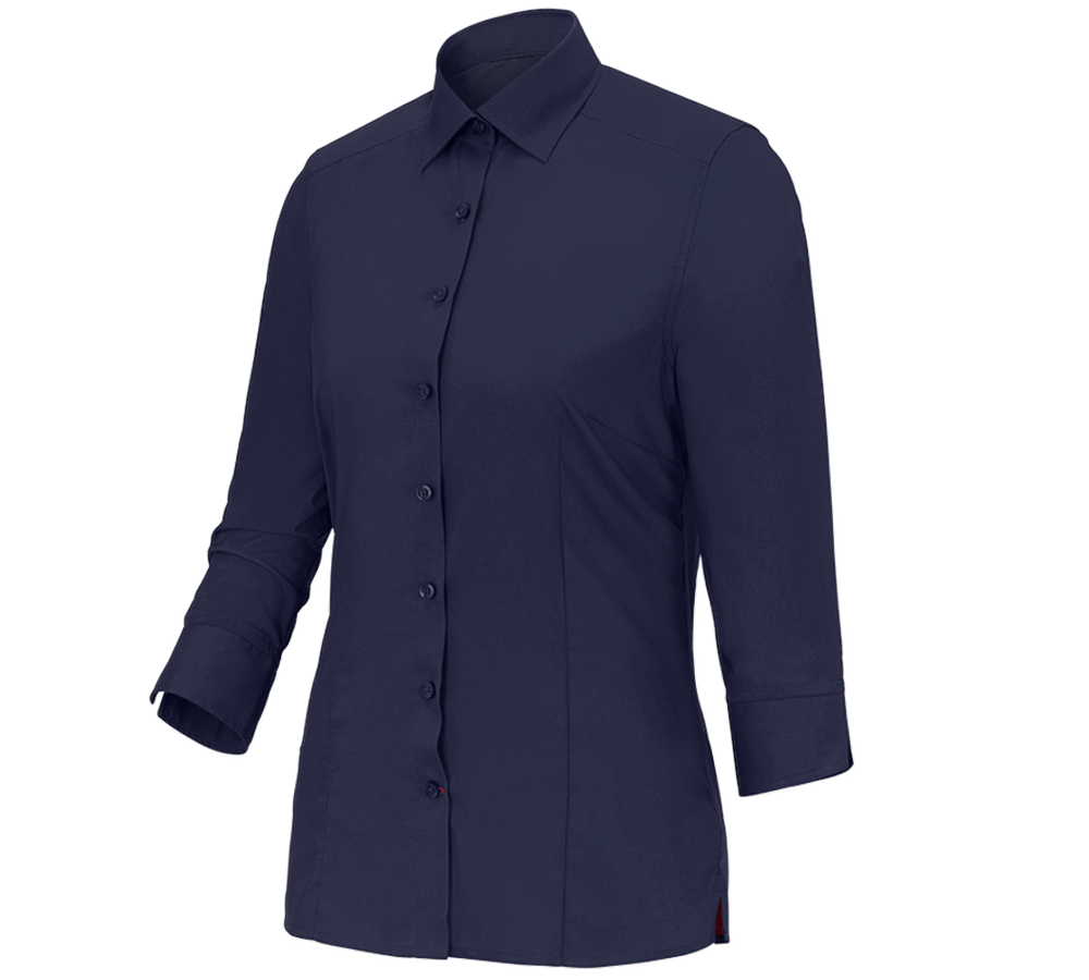Maglie | Pullover | Bluse: Blusa Business e.s.comfort, manica a 3/4 + blu scuro