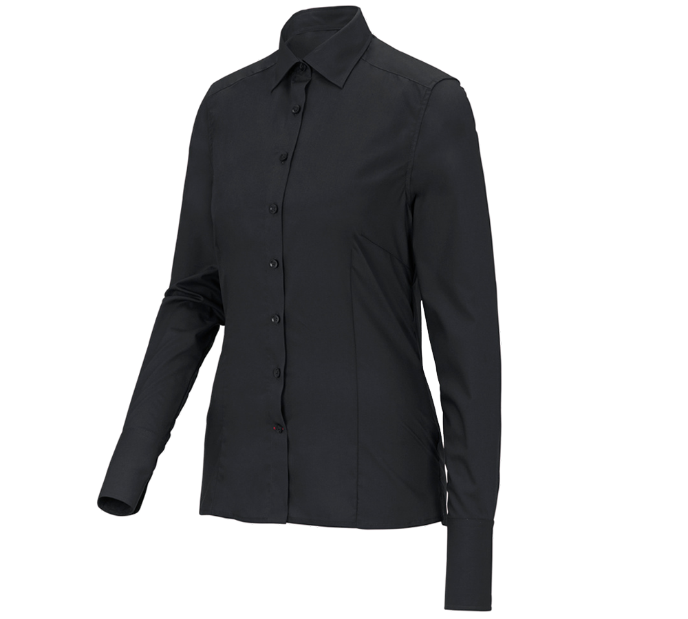 Maglie | Pullover | Bluse: Blusa Business e.s.comfort, a manica lunga + nero