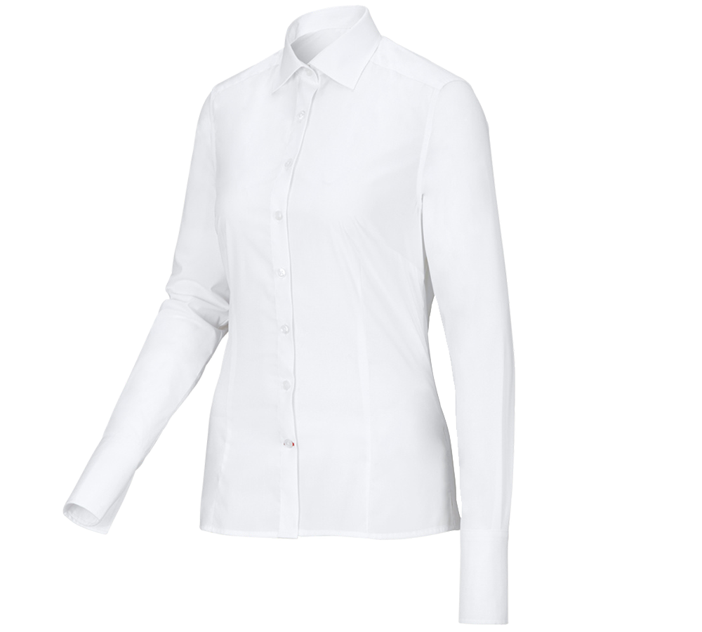 Maglie | Pullover | Bluse: Blusa Business e.s.comfort, a manica lunga + bianco