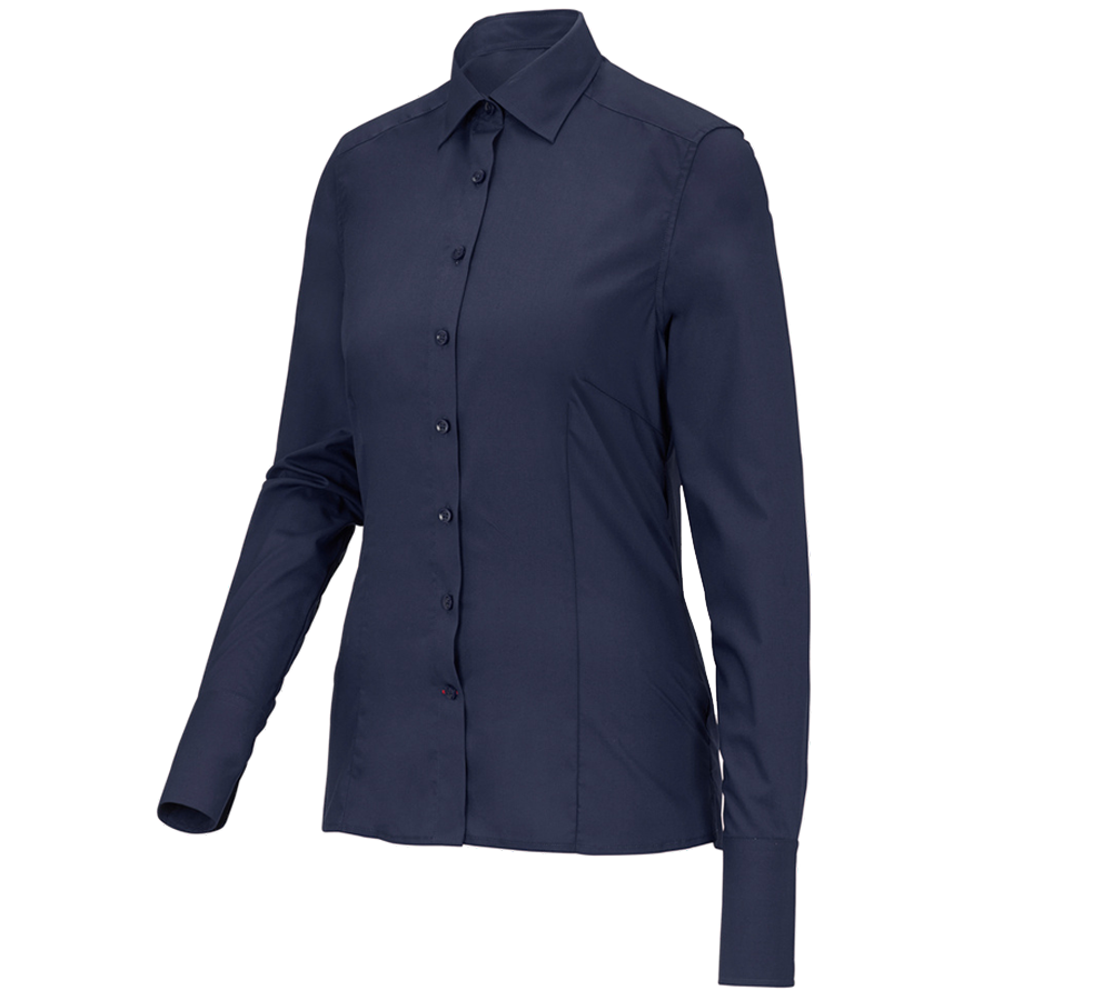 Maglie | Pullover | Bluse: Blusa Business e.s.comfort, a manica lunga + blu scuro