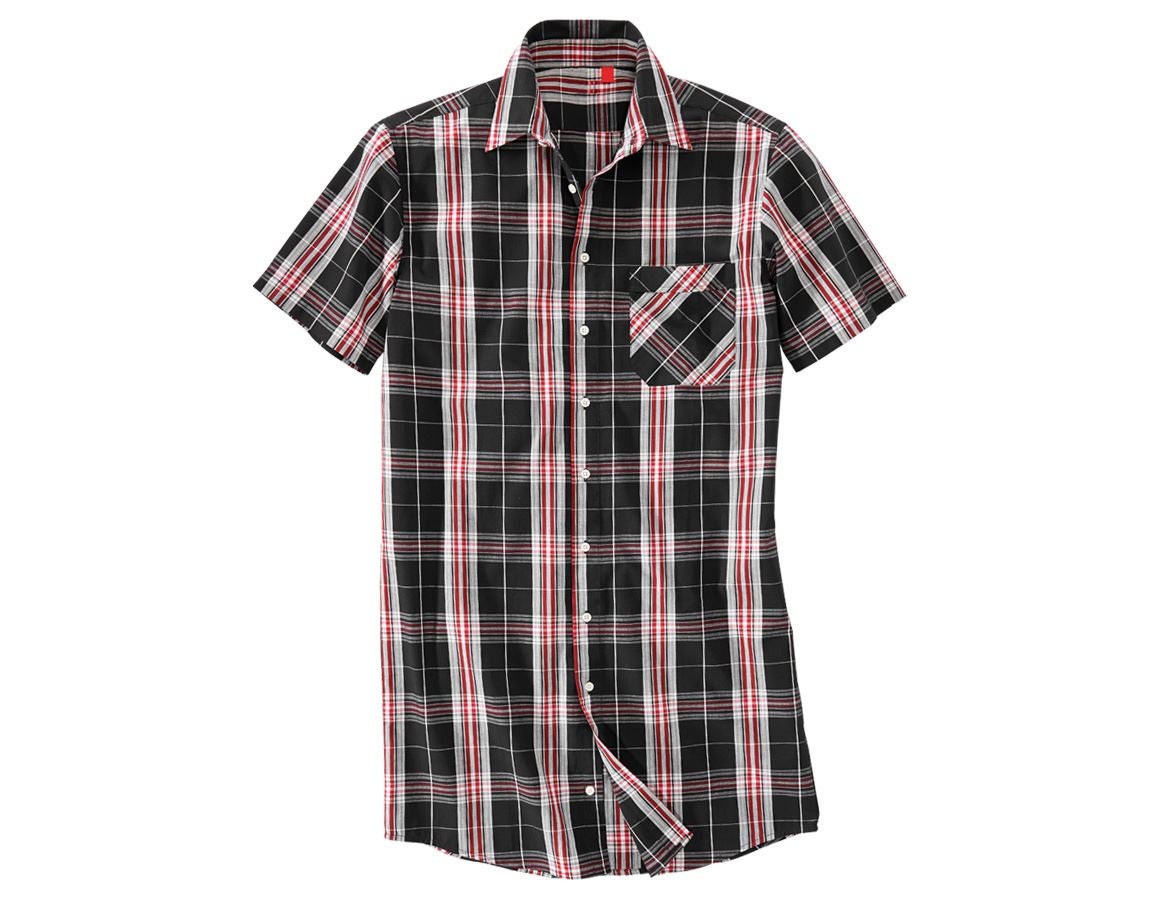Maglie | Pullover | Camicie: Camicia a manica corta Lübeck, extra lunga + nero/rosso/bianco