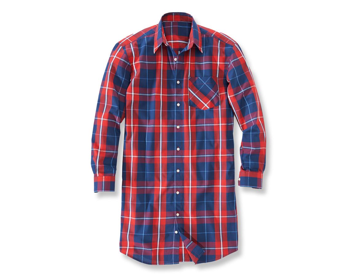 Maglie | Pullover | Camicie: Camicia a manica lunga Hamburg, extra lunga + rosso/blu scuro/bianco