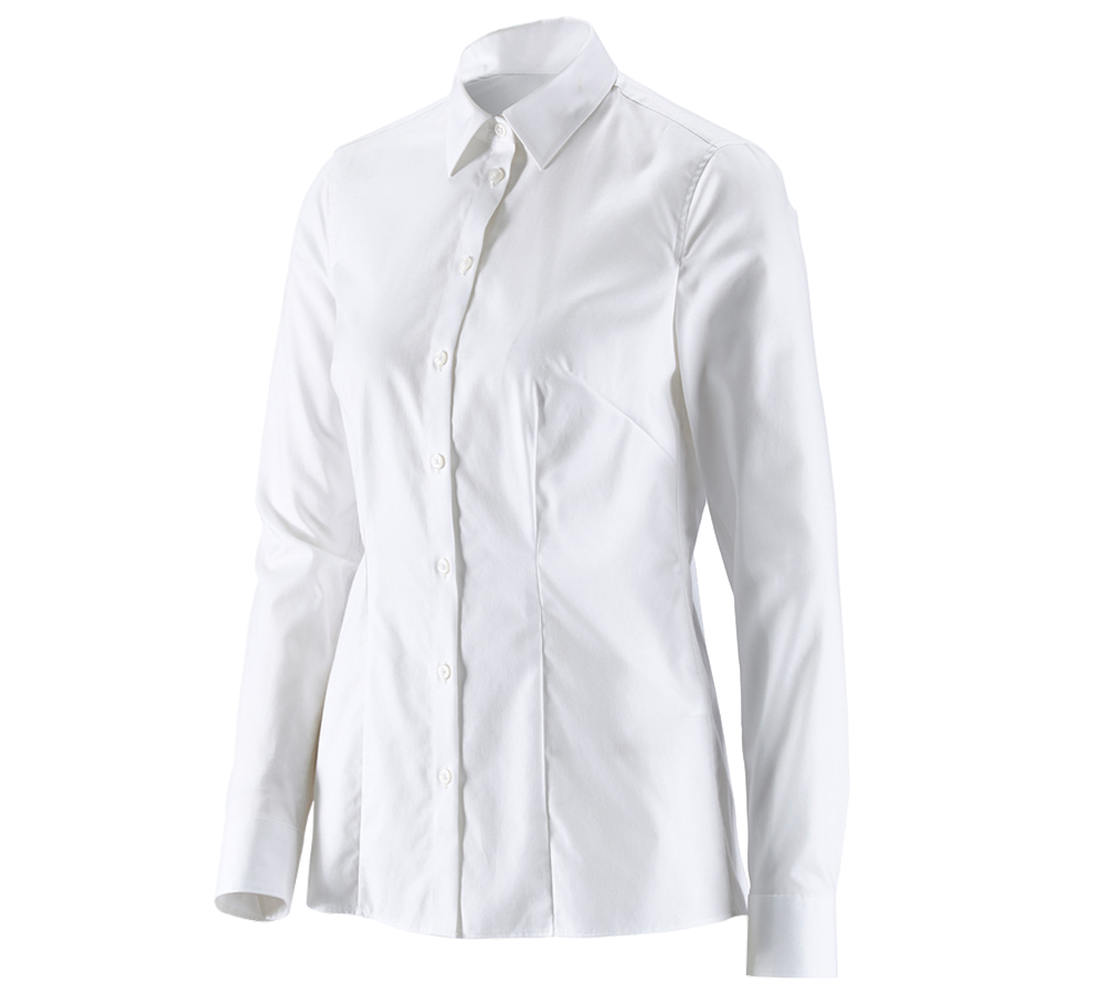 Maglie | Pullover | Bluse: e.s. blusa Business cotton stretch, donna,reg. fit + bianco