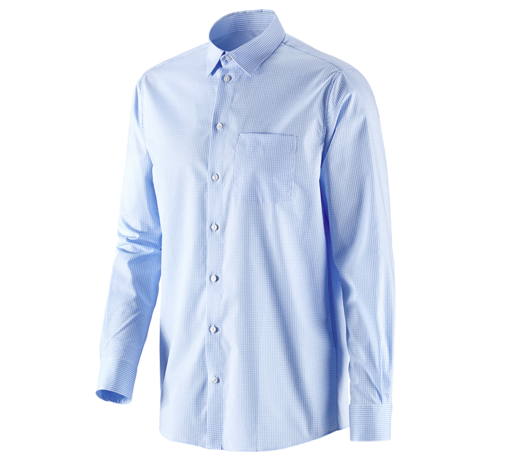 Maglie | Pullover | Camicie: e.s. camicia Business cotton stretch, comfort fit + blu gelo a scacchi