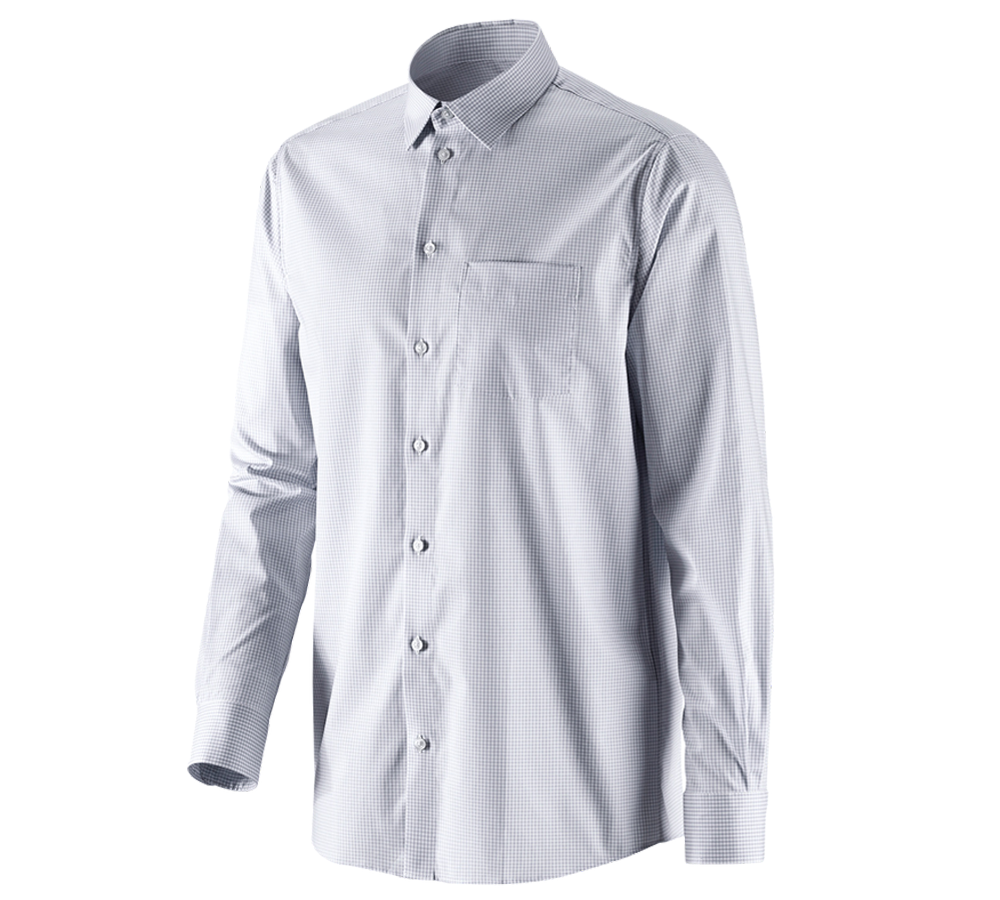 Maglie | Pullover | Camicie: e.s. camicia Business cotton stretch, comfort fit + grigio nebbia a scacchi