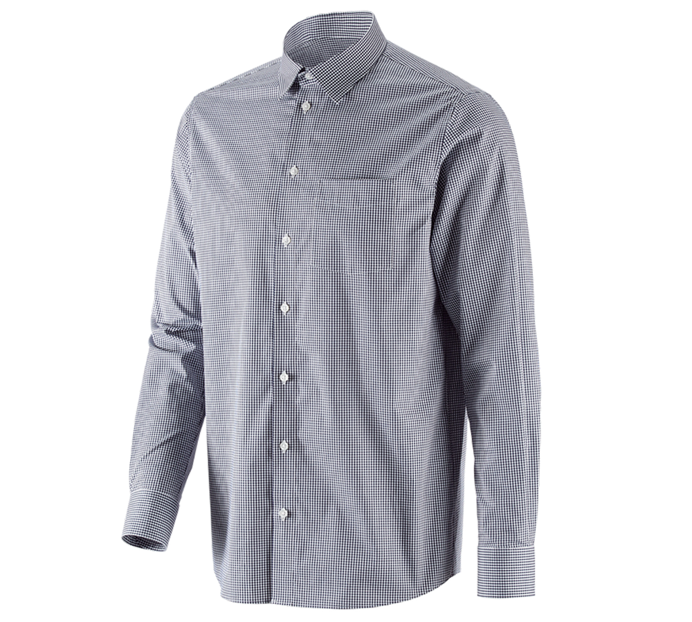 Maglie | Pullover | Camicie: e.s. camicia Business cotton stretch, comfort fit + blu scuro a scacchi
