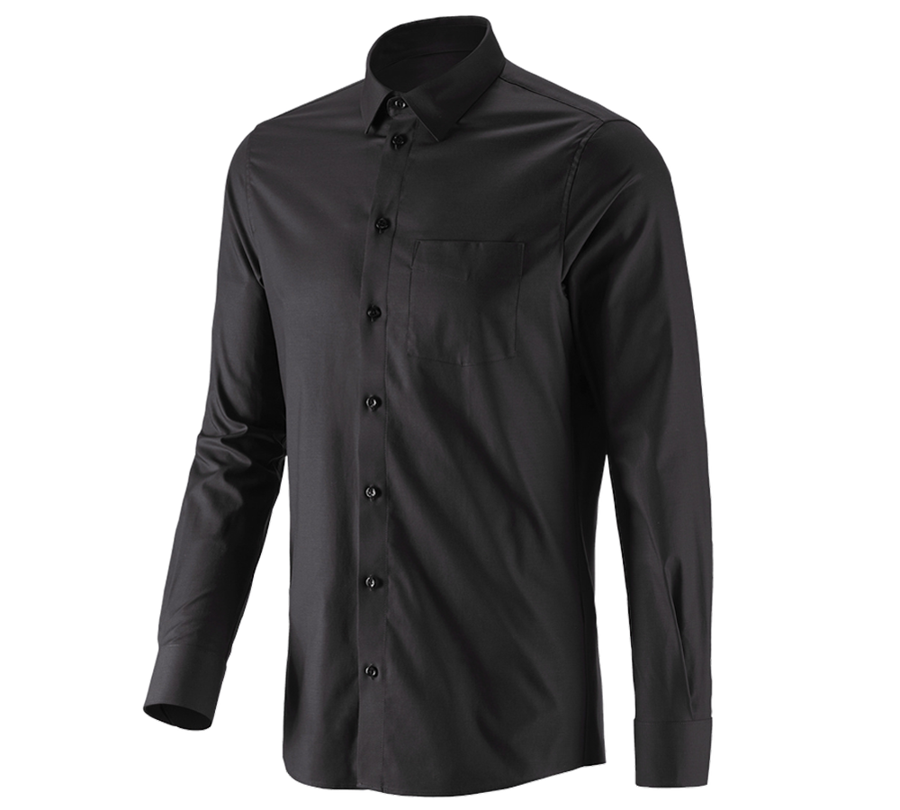 Shirts & Co.: e.s. Business Hemd cotton stretch, slim fit + schwarz