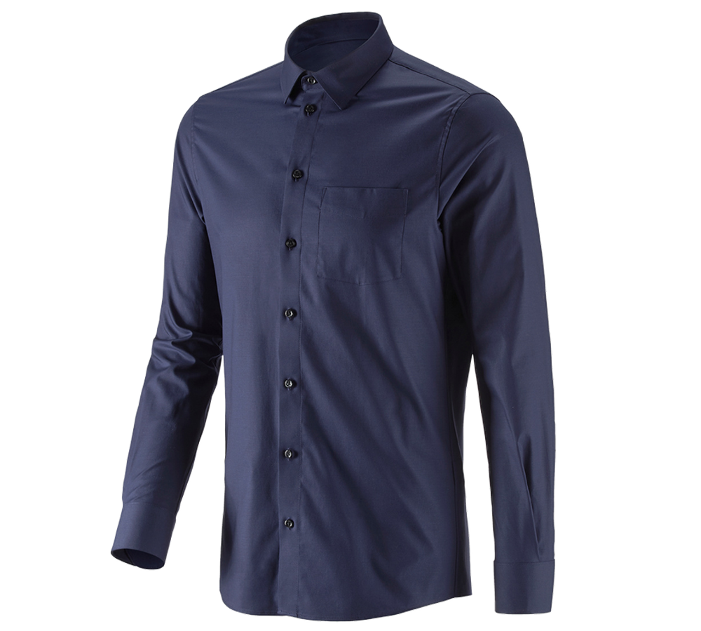 Maglie | Pullover | Camicie: e.s. camicia Business cotton stretch, slim fit + blu scuro