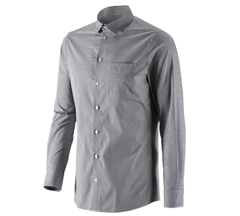 Maglie | Pullover | Camicie: e.s. camicia Business cotton stretch, slim fit + nero a scacchi