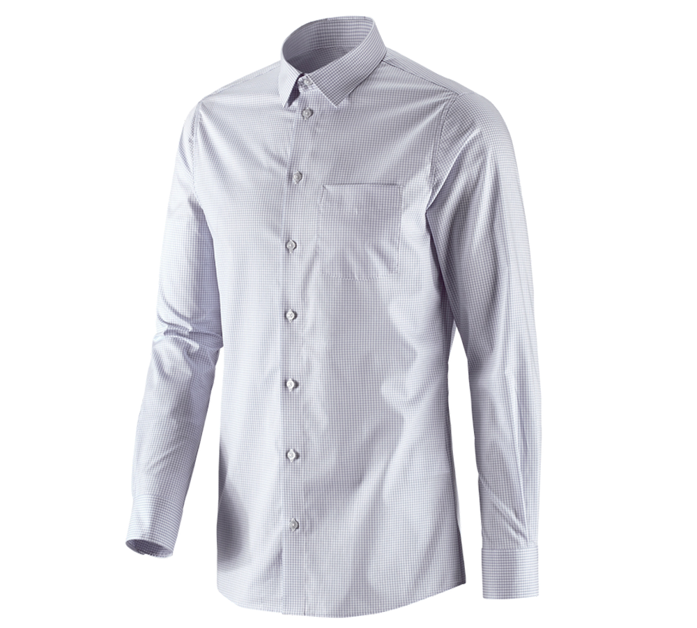 Maglie | Pullover | Camicie: e.s. camicia Business cotton stretch, slim fit + grigio nebbia a scacchi