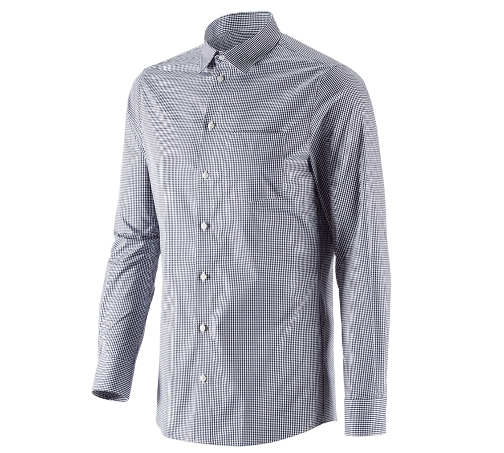 Maglie | Pullover | Camicie: e.s. camicia Business cotton stretch, slim fit + blu scuro a scacchi