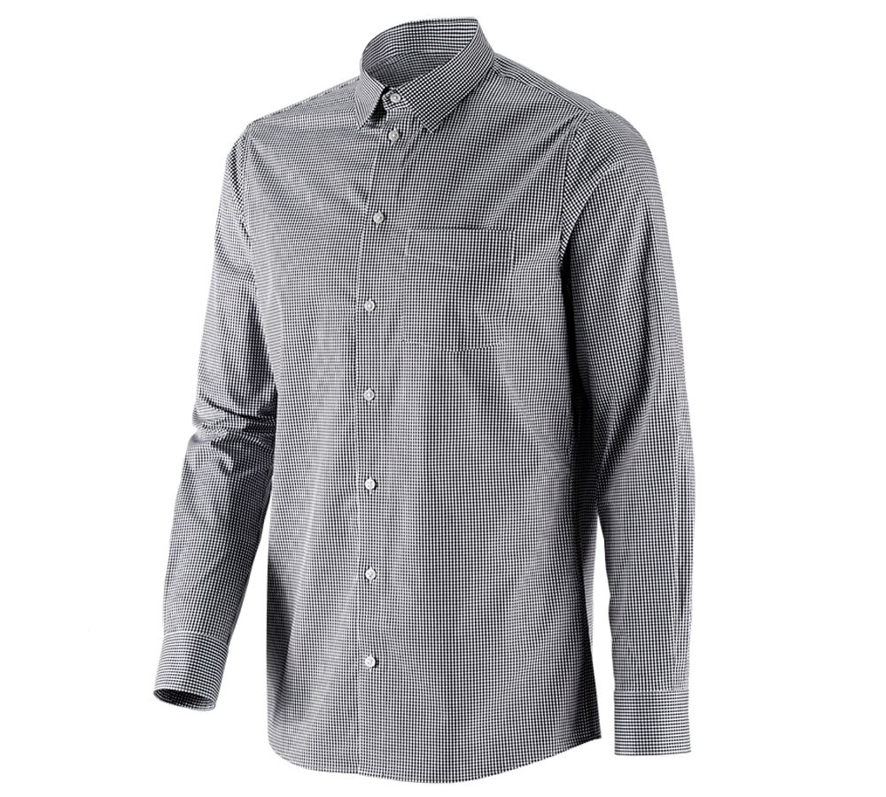 Maglie | Pullover | Camicie: e.s. camicia Business cotton stretch, regular fit + nero a scacchi