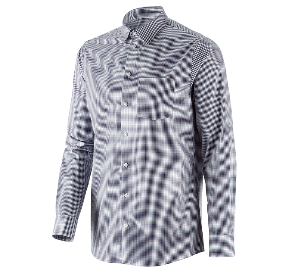 Maglie | Pullover | Camicie: e.s. camicia Business cotton stretch, regular fit + blu scuro a scacchi