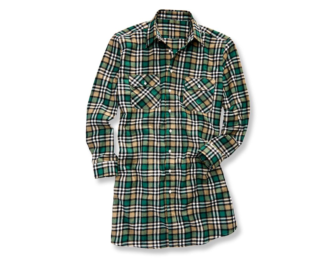 Maglie | Pullover | Camicie: Camicia in cotone Bergen, extra lunga + verde/nero/gesso