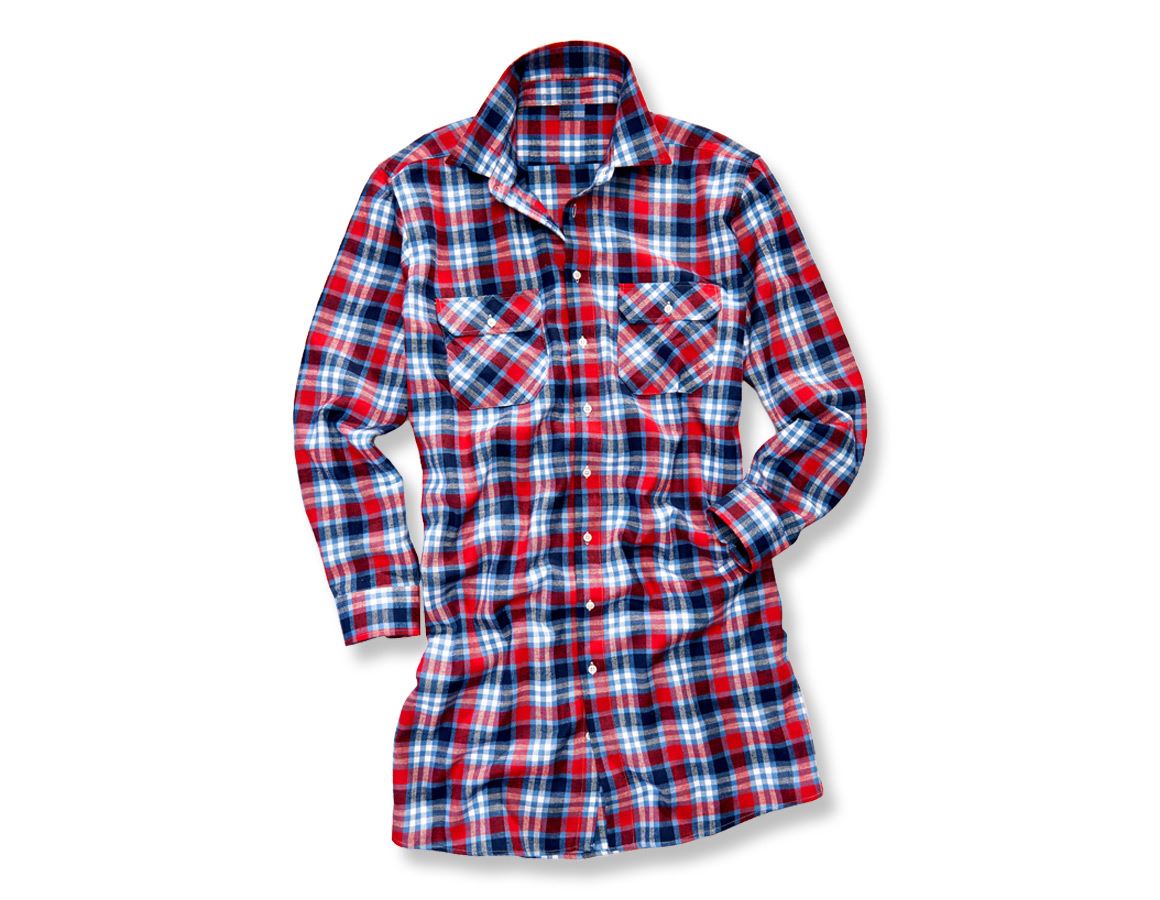 Maglie | Pullover | Camicie: Camicia in cotone Bergen, extra lunga + rosso/blu scuro/cobalto